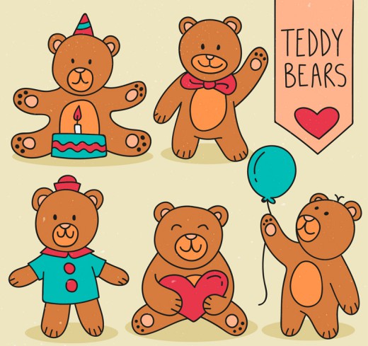 5款可爱泰迪熊矢量素材16图库网精选