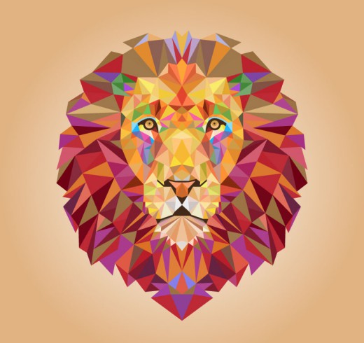创意几何形狮子头矢量素材16素材网