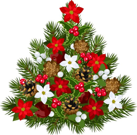 花卉装饰圣诞树矢量图16素材网精选