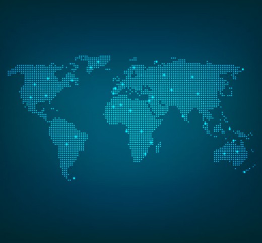 蓝色像素风格世界地图矢量素材16素材网精选