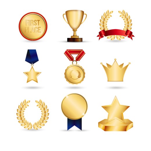 9款金色奖杯与奖牌矢量素材16设计网精选
