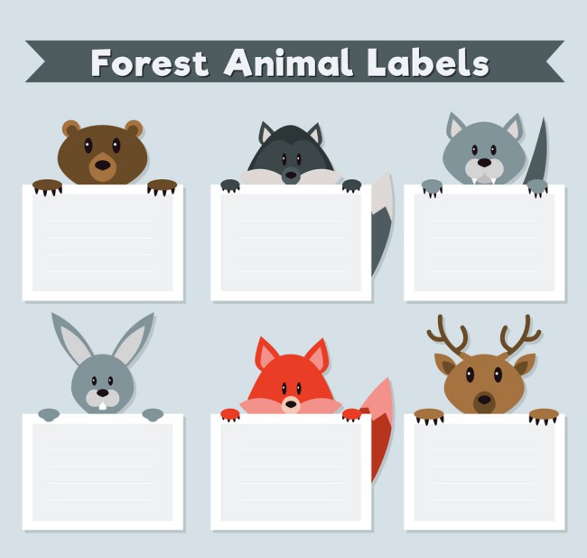 6款创意森林动物标签矢量素材普贤居素材网精选