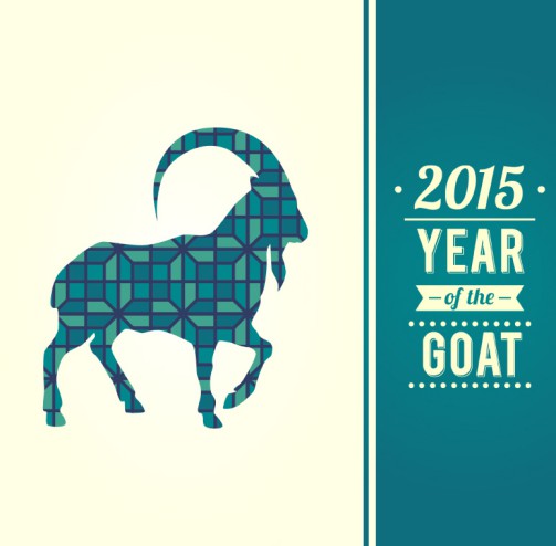 2015年绿色山羊贺卡矢量素材16素材网精选