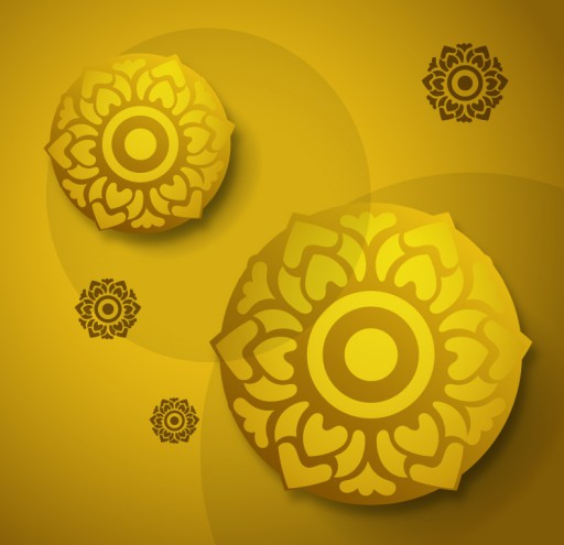 金色花朵圆盘背景矢量素材素材中国网精选