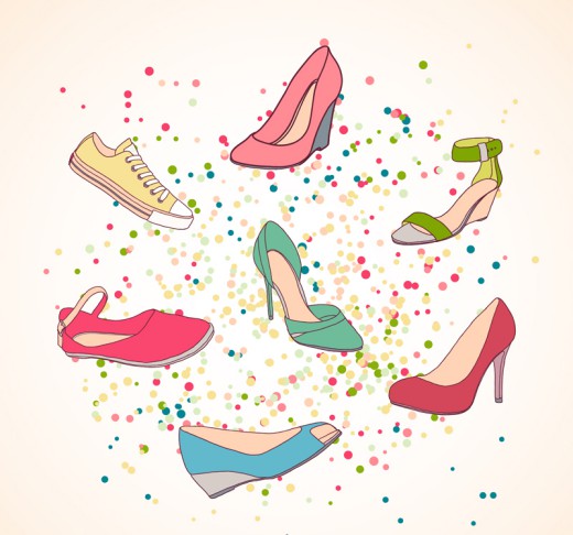 7款彩色女鞋设计矢量素材16素材网精选