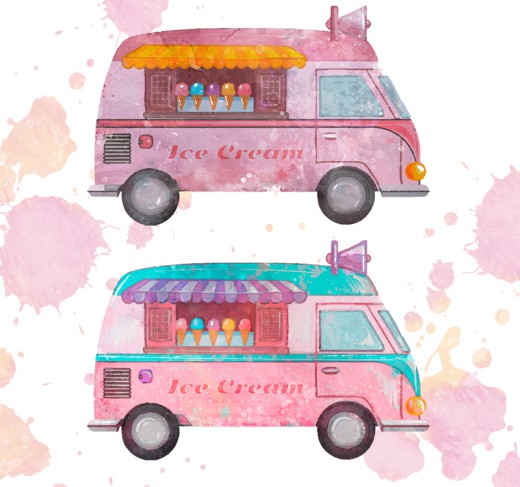 2款粉色系冰淇淋车矢量素材16素材网精选