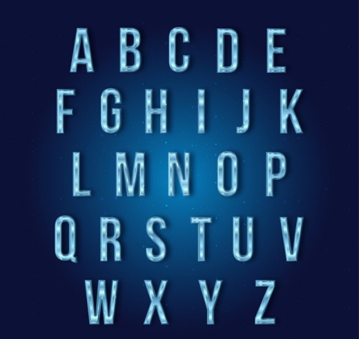 26个蓝色冰晶字母矢量素材16设计网
