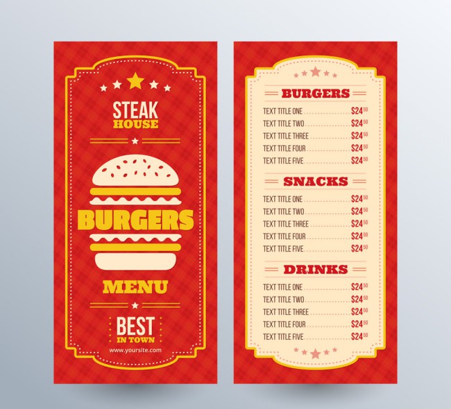 红色汉堡包店菜单矢量素材16素材网精选
