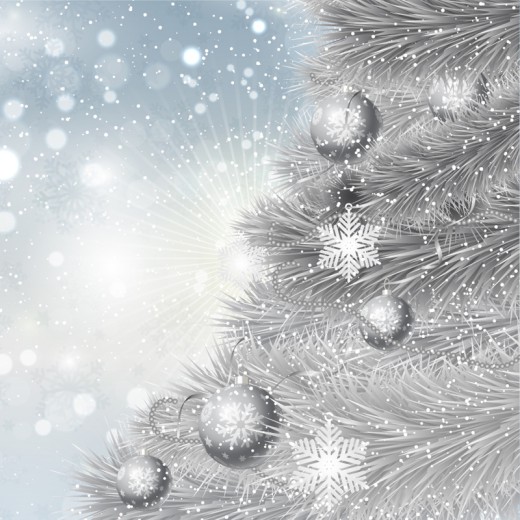 银色圣诞树背景矢量素材16素材网精选