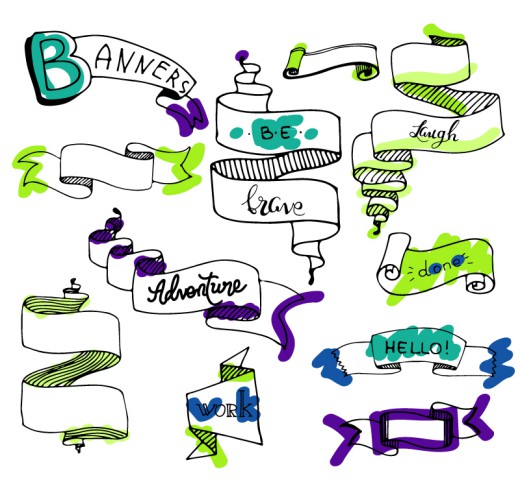 11款彩绘丝带条幅矢量素材16设计网精选