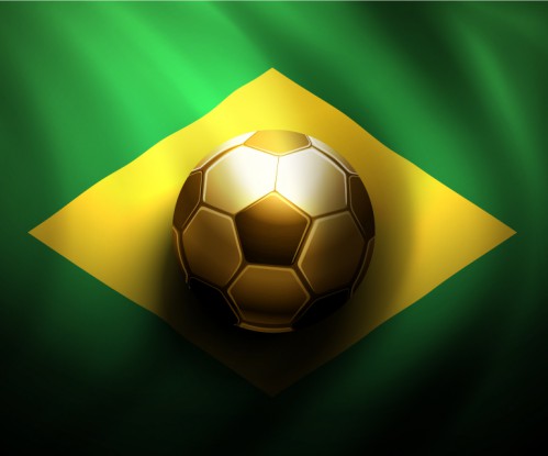 金色足球巴西国旗背景矢量素材素材