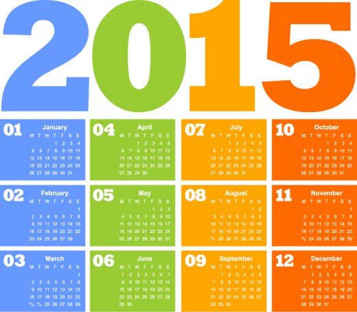 2015年彩色年历设计矢量素材素材中