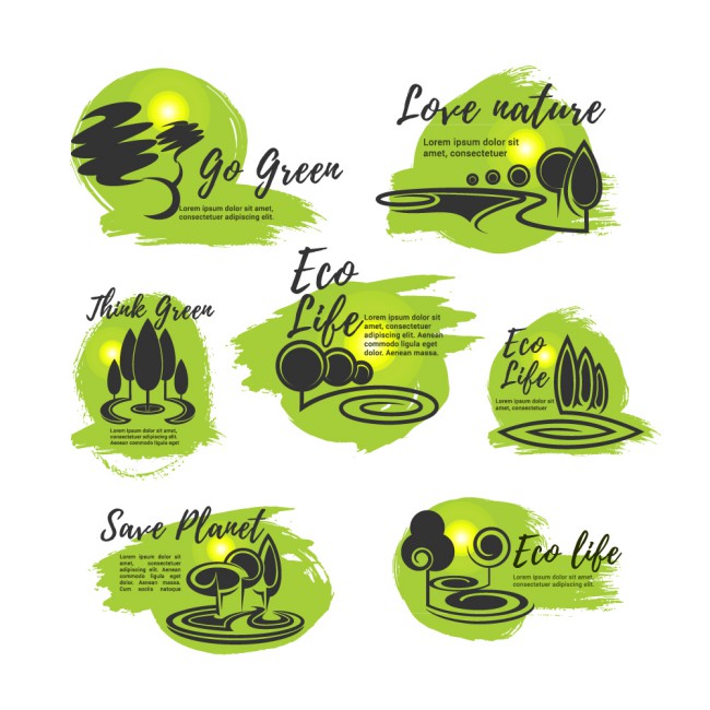 7款绿色环保生活标志矢量素材素材