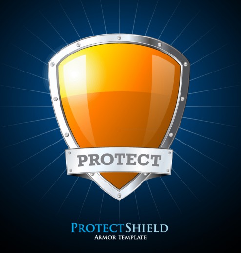 创意橙色保护盾设计矢量素材素材中