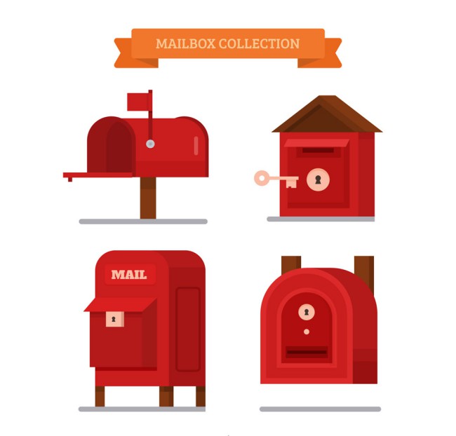 4款红色邮筒设计矢量素材普贤居素材网精选