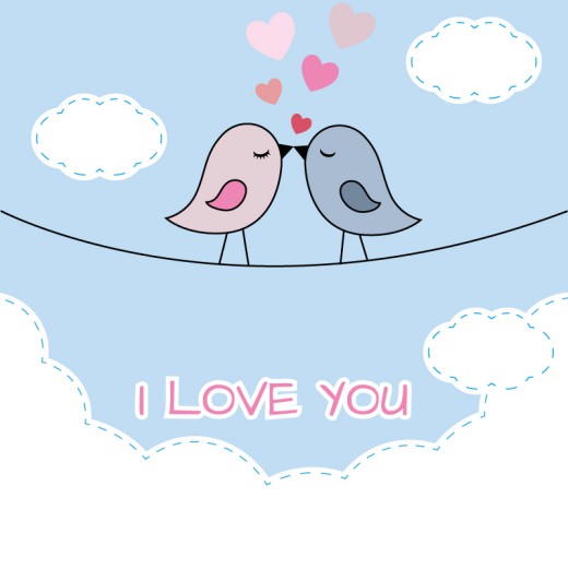 卡通亲吻情侣鸟矢量素材16素材网精