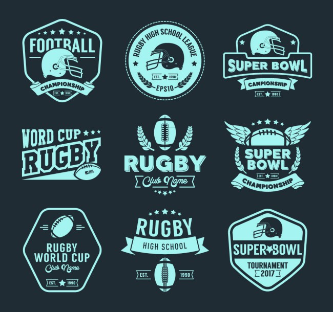 9款创意橄榄球标签矢量素材16设计网精选