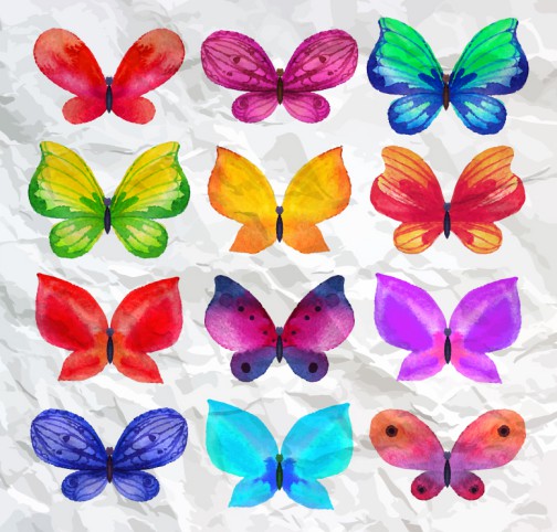 12款水彩蝴蝶设计矢量素材16图库网精选