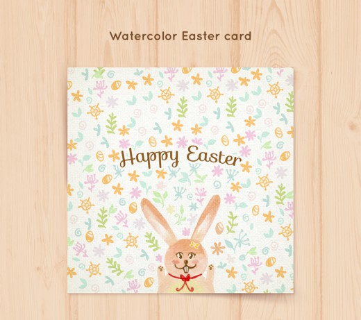 可爱兔子与花朵复活节贺卡矢量素材16图库网精选