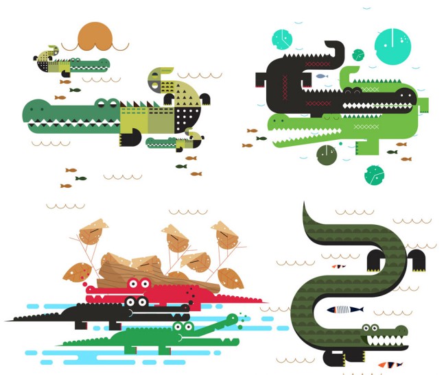 4款抽象鳄鱼设计矢量素材16图库网精选
