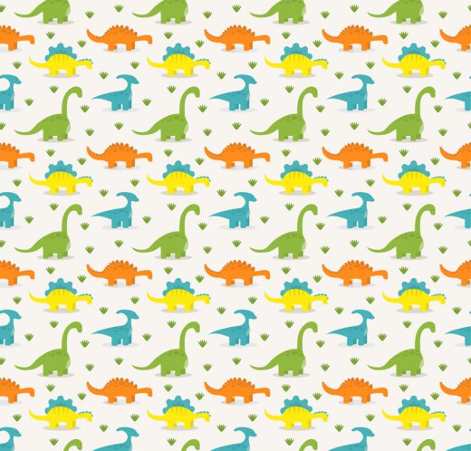 彩色恐龙无缝背景矢量素材16图库网精选