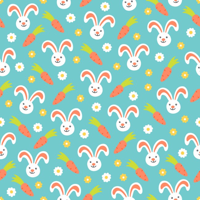 可爱兔子和胡萝卜无缝背景矢量图普贤居素材网精选
