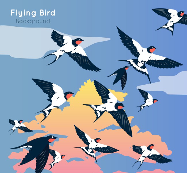 天空中飞翔的燕子群矢量素材16设计网精选