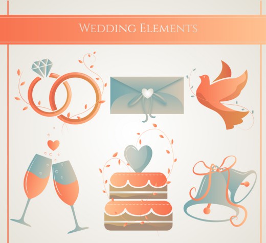 6款创意婚礼元素图标矢量素材16设计网精选