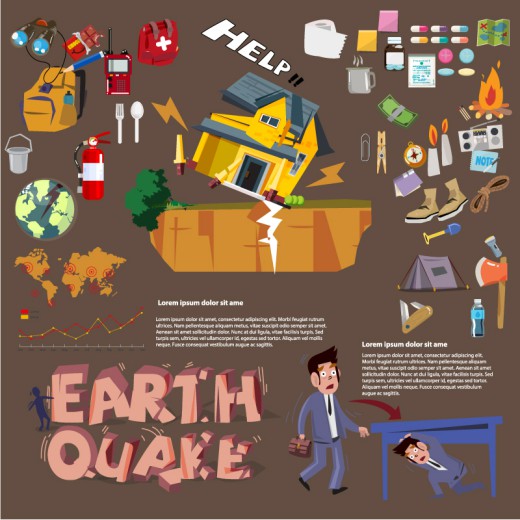 卡通地震预防信息图矢量素材16素材网精选