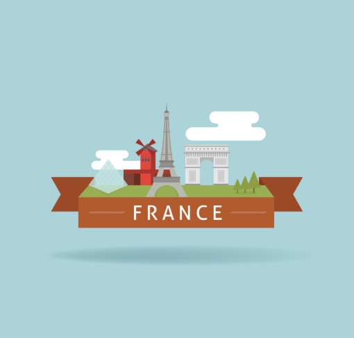 创意法国名胜丝带标签矢量素材16图