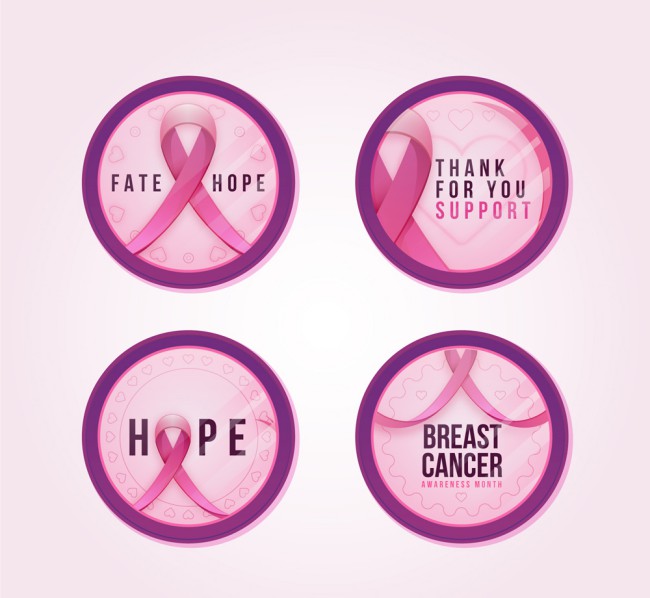 4款创意乳腺癌防治月标签矢量图16设计网精选