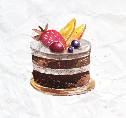 美味水果巧克力蛋糕矢量素材素材天