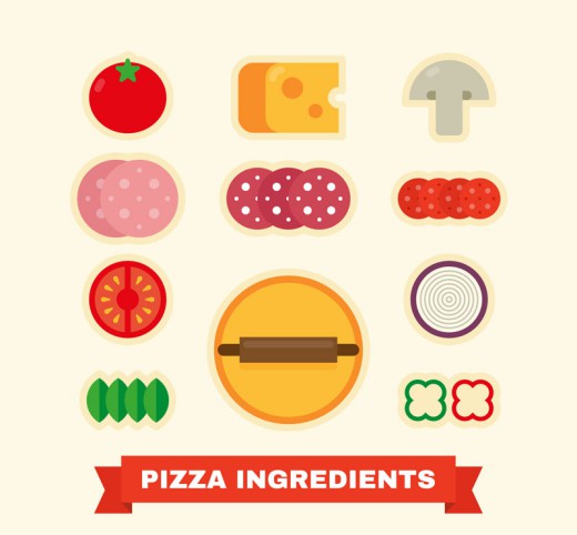 11款彩色披萨原料设计矢量素材16设计网精选