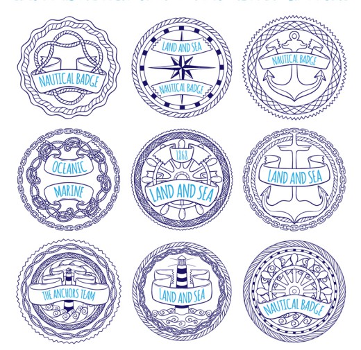 9款手绘航海元素徽章矢量素材16设计网精选